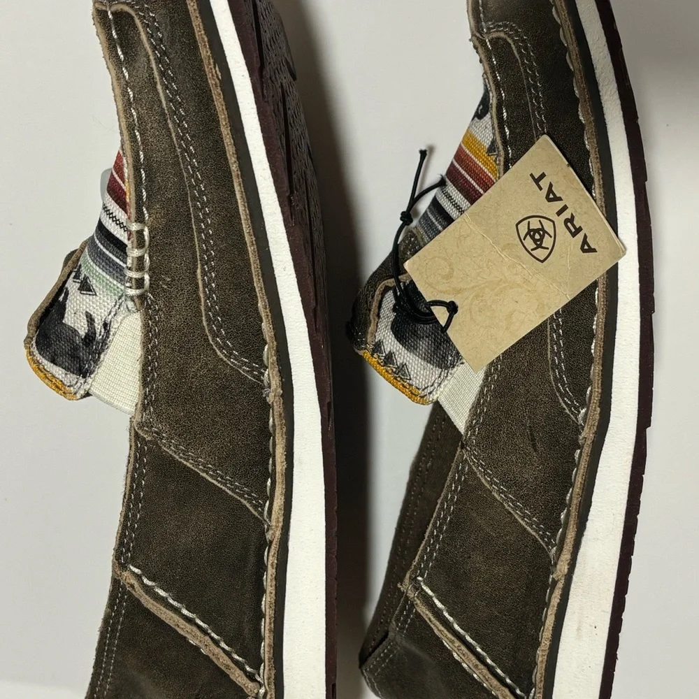 Ariat Cruiser Women's Slip-On Buffalo Print Leather Shoes Natural Taupe Size 8.5 - Picture 4 of 9